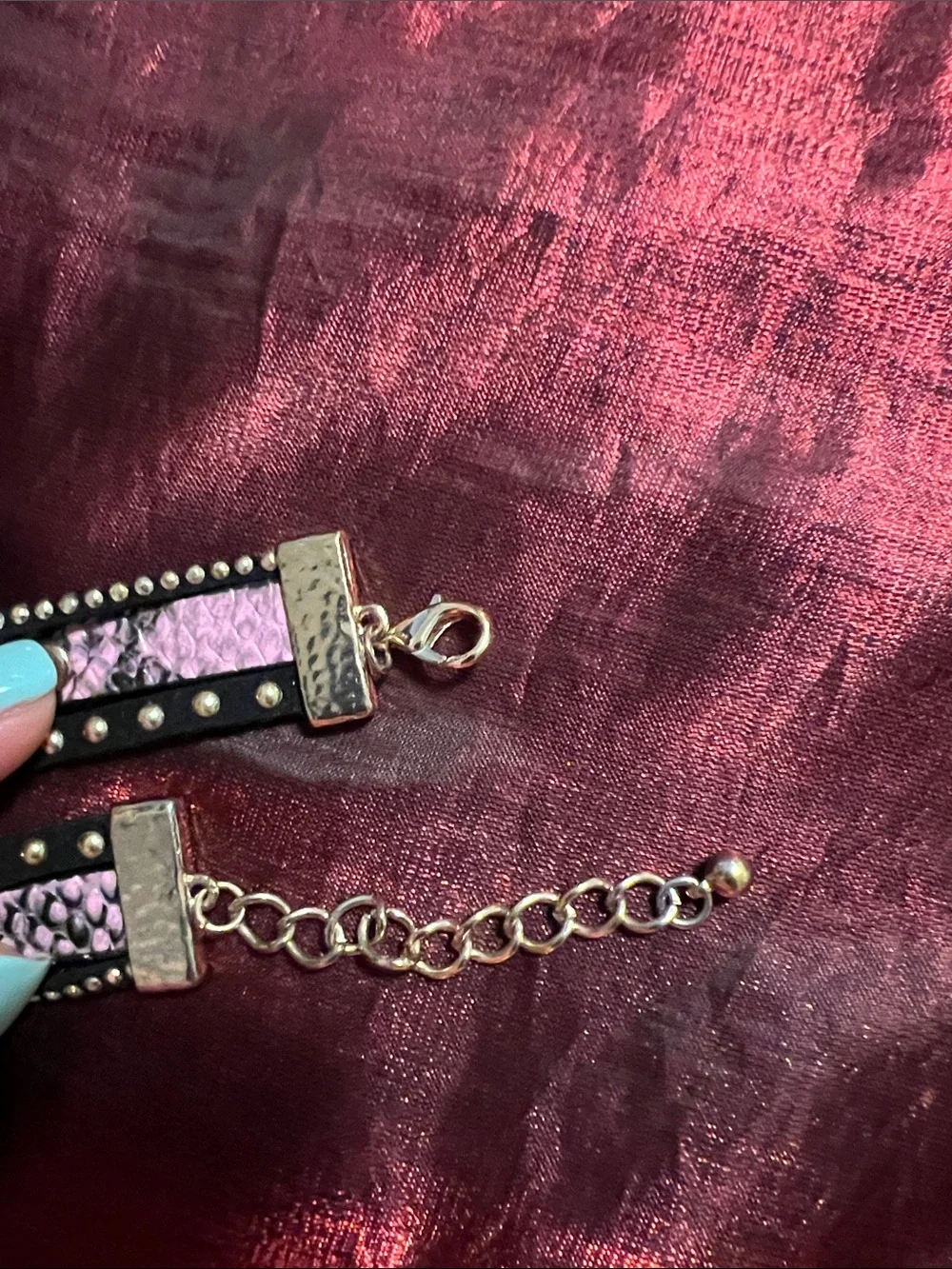 Pink Snake-Print Wrap Watch with Gold Dial